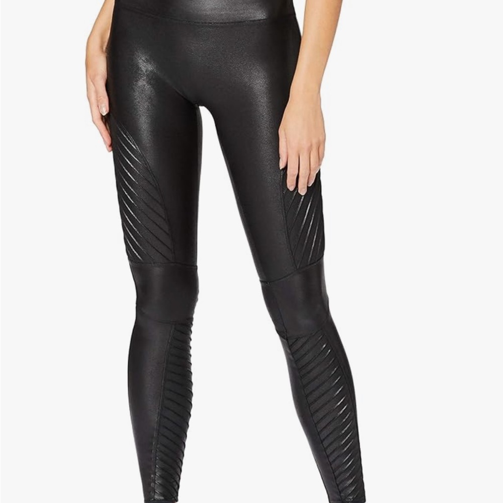 SPANX Faux Leather Moto Legging Medium Petite Black